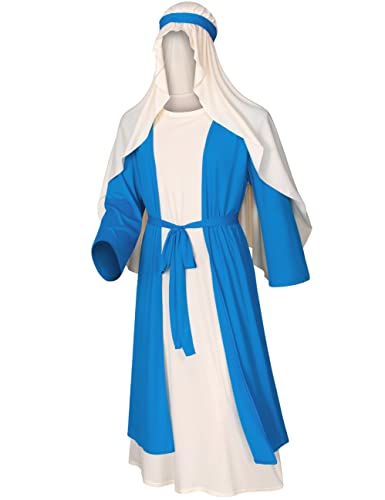 Irtysh Mens Biblical Noah Costume Jesus Robe Fancy Dress Sherherd Costume Staffs Headwrap Hat Waist Rope Set(Blue S) - Image 3