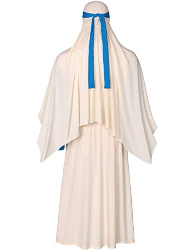 Irtysh Mens Biblical Noah Costume Jesus Robe Fancy Dress Sherherd Costume Staffs Headwrap Hat Waist Rope Set(Blue S) - Image 4