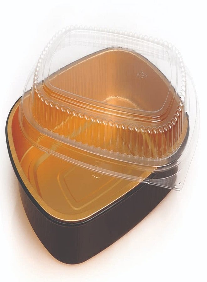 Handi-Foil 4 lb. (Lg) Oblong Black & Gold Aluminum Take-Out Pan w/Clear Dome Lid (pack of 10) - Image 3