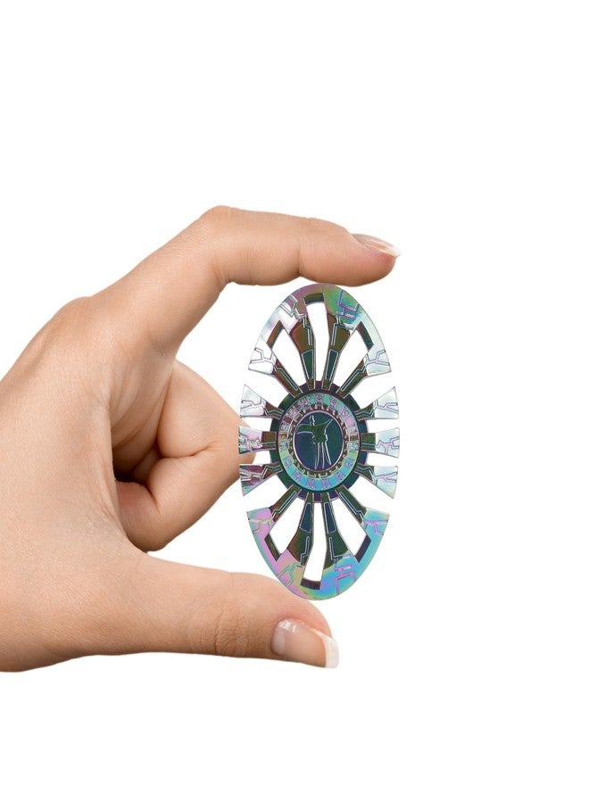 Premsons® Hand Spinner Desk Toy - High Speed Smooth Finger Spin Sensory Fidget Stress Relief Game Play for Kids & Adults - Birthday Party Gift - Metal - Rainbow Oval - Image 5