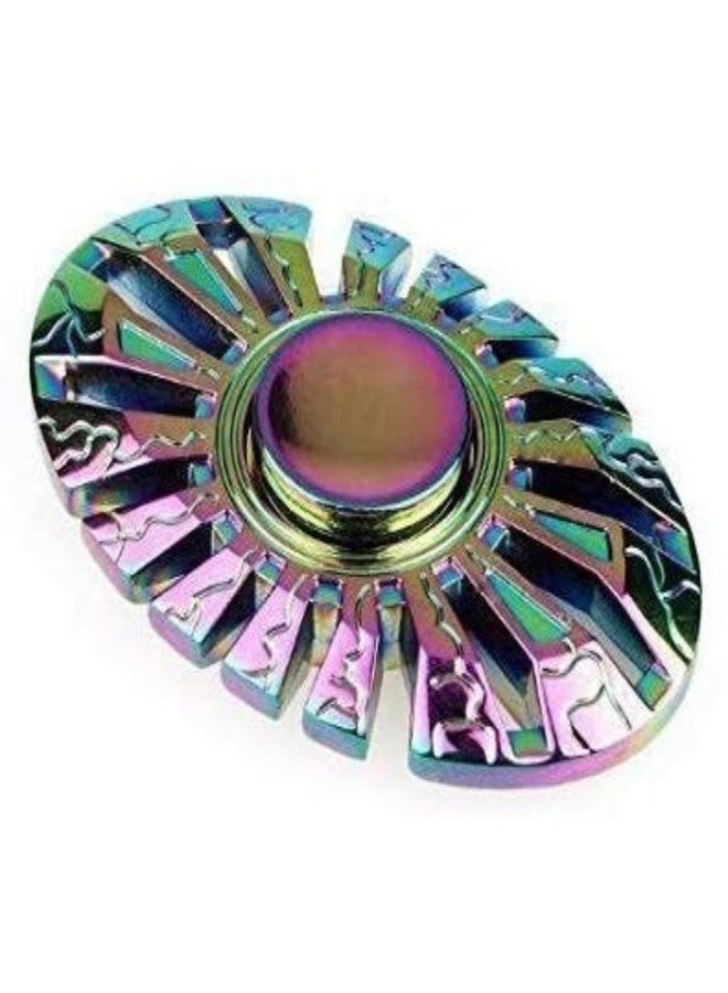Premsons® Hand Spinner Desk Toy - High Speed Smooth Finger Spin Sensory Fidget Stress Relief Game Play for Kids & Adults - Birthday Party Gift - Metal - Rainbow Oval - Image 1