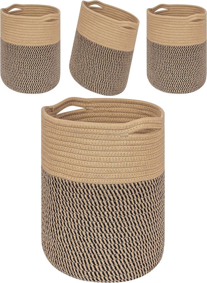 Gleckn Cube Storage Basket Bins For Cube Storage Organizer/Storage,Cube Shelves Cloth Closet Basket Bins, Rope Storage Bins (4 Packs, 11 X 11 Inch, Camel/Mixed Black) - Image 1