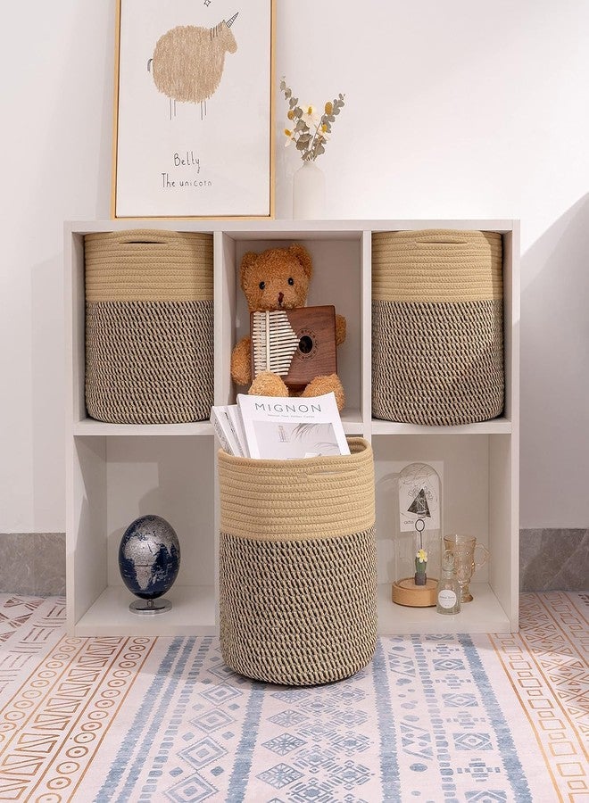 Gleckn Cube Storage Basket Bins For Cube Storage Organizer/Storage,Cube Shelves Cloth Closet Basket Bins, Rope Storage Bins (4 Packs, 11 X 11 Inch, Camel/Mixed Black) - Image 5