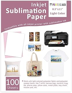 Printers Jack ورق نقل الحرارة من برينترز جاك 100 ورقة 8.5" × 11" لأي طابعة نفث حبر إبسون أو ساوجراس أو ريكو - Image 1