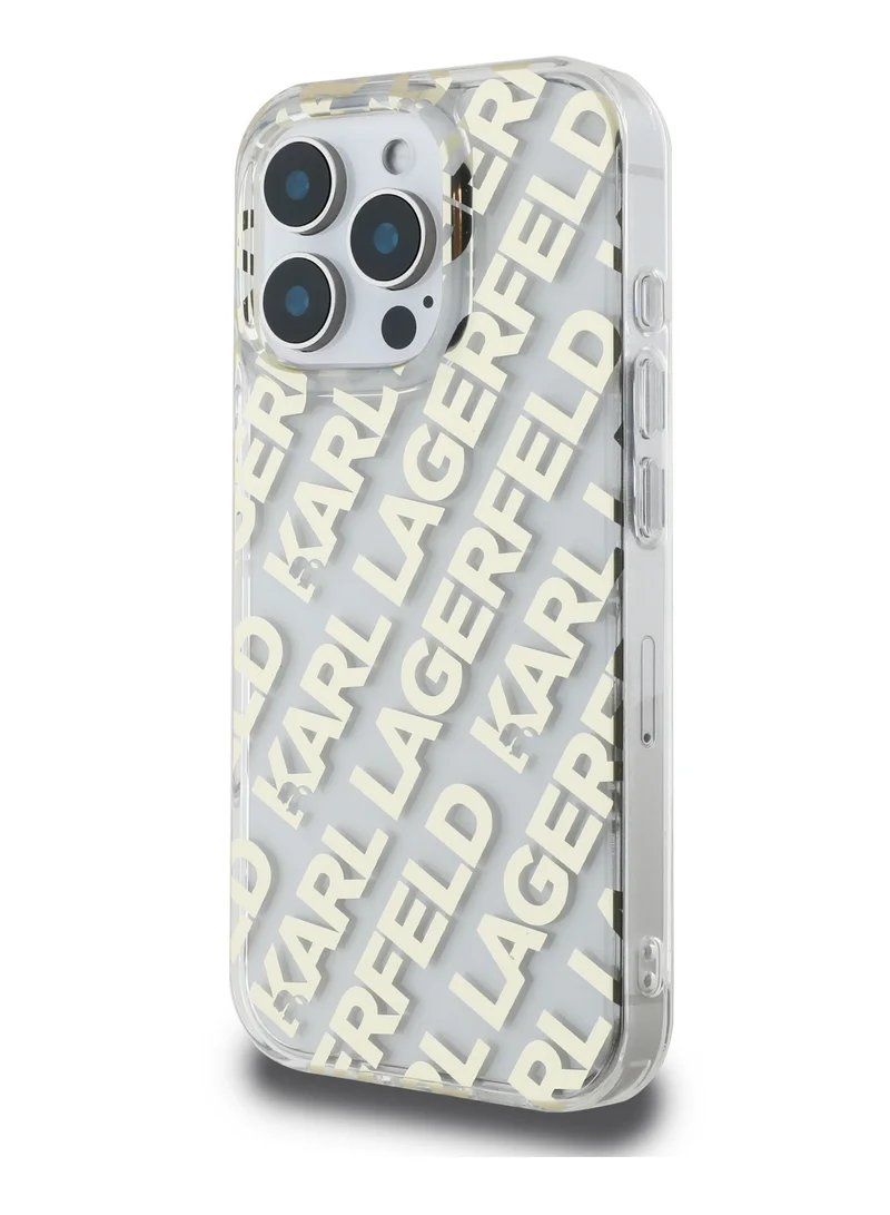 Karl Lagerfeld iPhone 16 Pro Case with Electroplated Repeated Logo IML Hard Cover / Drop protection / Slim Profile / Lightweight /Easy Snap-On / Comfortable Grip - Gold