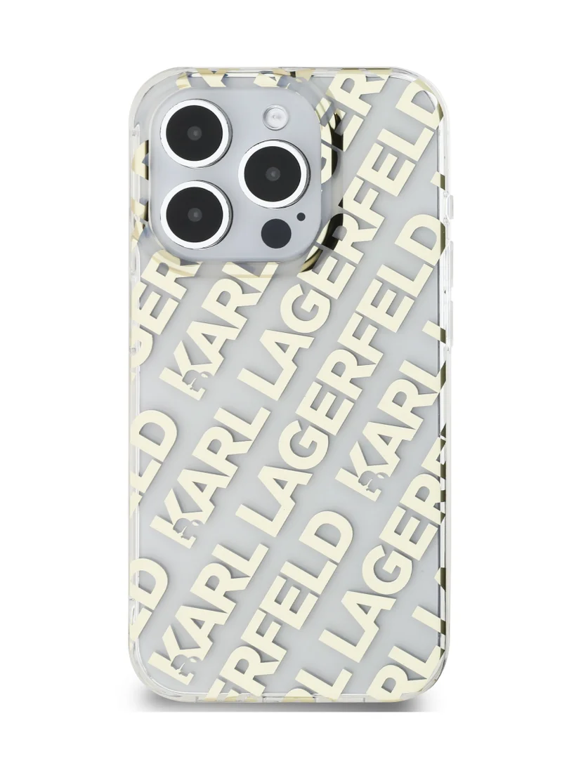 Karl Lagerfeld iPhone 16 Pro Case with Electroplated Repeated Logo IML Hard Cover / Drop protection / Slim Profile / Lightweight /Easy Snap-On / Comfortable Grip - Gold