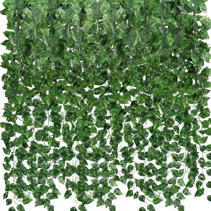 36 PACK 252FT ARTIFICIAL IVY GREENERY GARLAND FAKE VINES HANGING PLANTS BACKDROP FOR ROOM BEDROOM WALL DECOR GREEN LEAVES FOR JUNGLE THEME PARTY WEDDING DECORATION