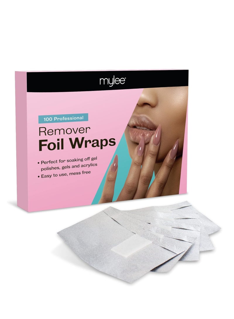 مايلي 100 قطعة من رقائق إزالة طلاء الأظافر الجل رقائق ألومنيوم مع وسادات قطنية خالية من الوبر مثبتة مسبقًا لإزالة طلاء الأظافر الجل بسرعة ولطف - Image 1