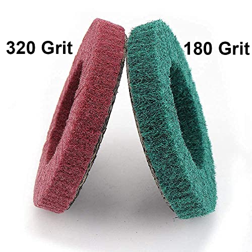 NuoDunco 10Pcs 180 & 320 Grit Scour Flap Disc 4 1/2 Inch Angle Grinder Attachment for Metal Wood Scuff Grinding Sanding Discs Scouring Pad Polishing Wheel Paint Rust Remover - Image 5