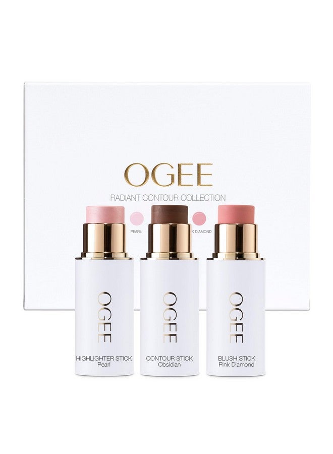 Ogee Face Stick Radiant Collection Trio - Contour Stick Makeup Collection - Certified Organic Contour Palette - Includes Bronzer Stick, Blush Stick & Highlighter Stick - Image 1