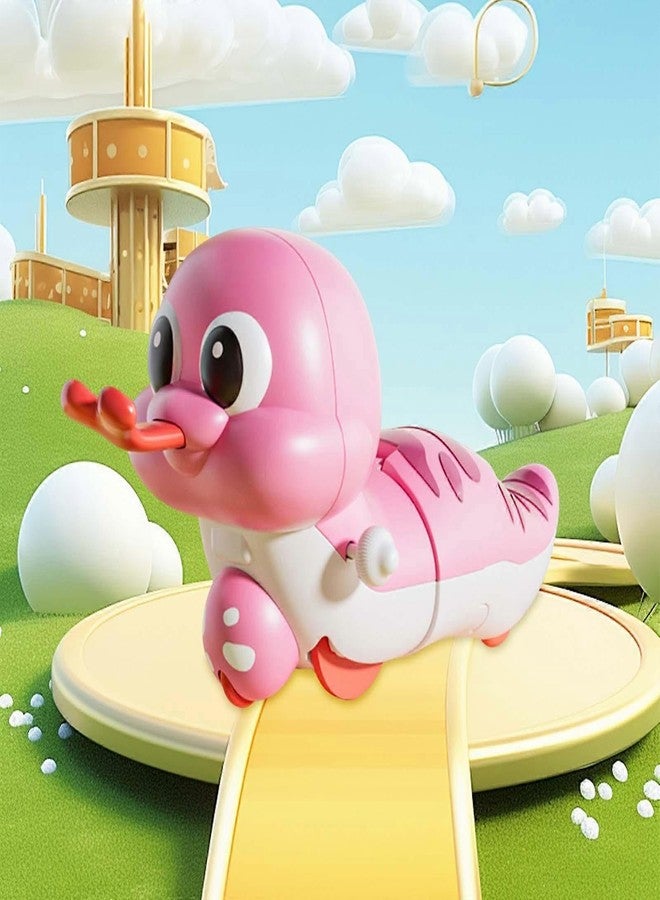 ADEMNEX Cute Wind-Up Duck Toy for Kids, Manual Clockwork Walking Duck, Colorful Cartoon Animal Toy for Toddlers & Children (Pink Duck Toy) - Image 4