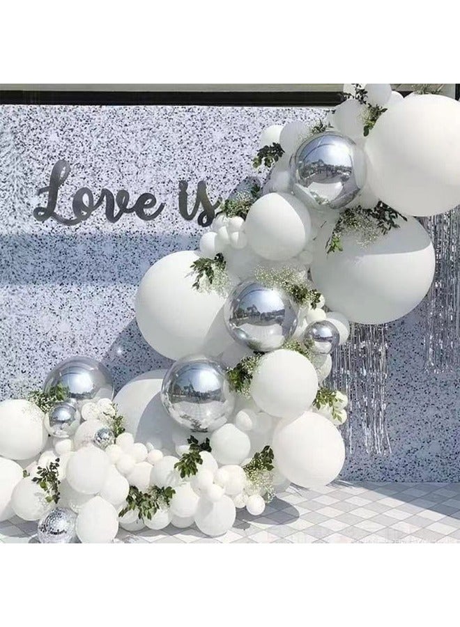Zeemey 125-pcs Silver White Latex Decorative Balloon Arch Garland Set - Perfect for Graduation Baby Shower Wedding Birthday Bachelorette Party Backdrop Decoration - Suitable for Indoor and Outdoor - Image 1