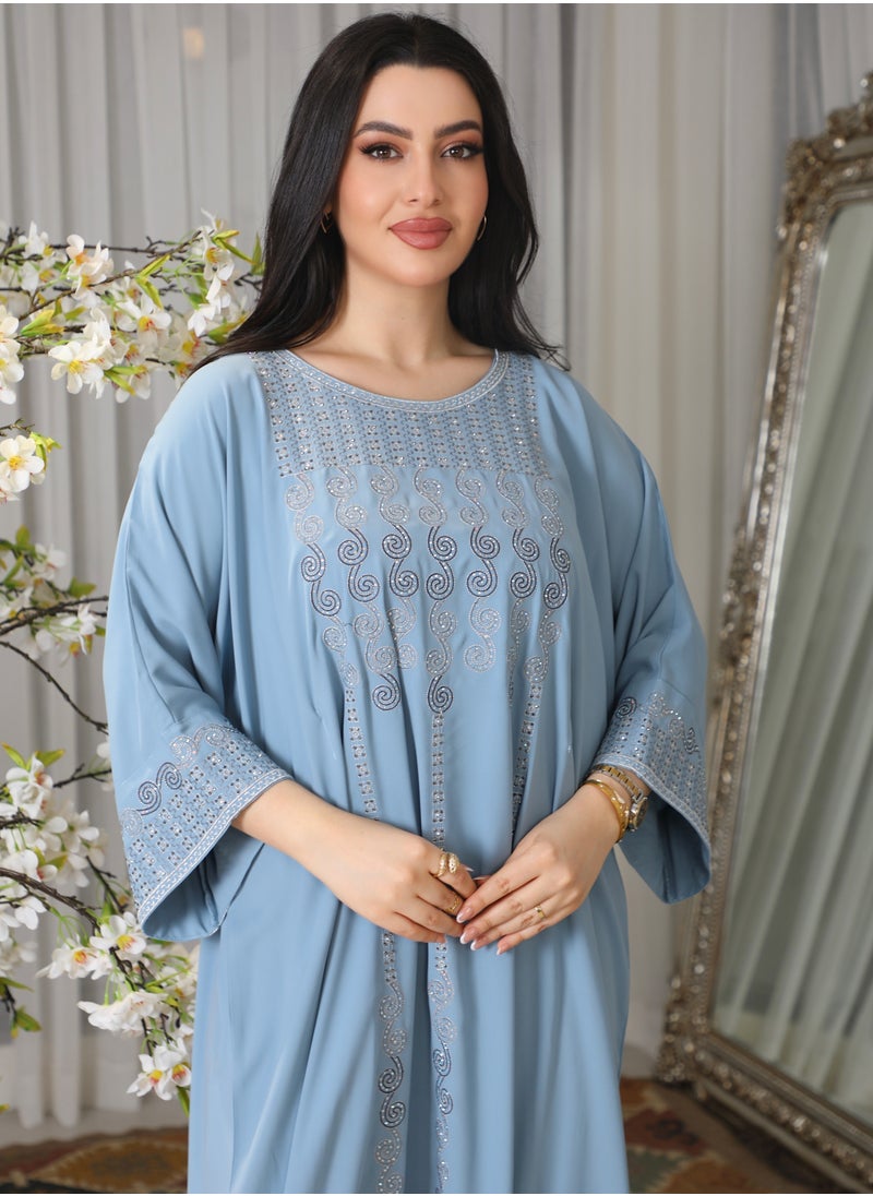 Bint Al Bilad Bintalbilad Saudi Summer Jalabiya for Women New Collection – Lightweight & Breathable Thobe, Abaya & Arabic Dresses for Eid, Weddings & Parties | Embroidered, Modern & Luxury Designs - zr548  - Image 2