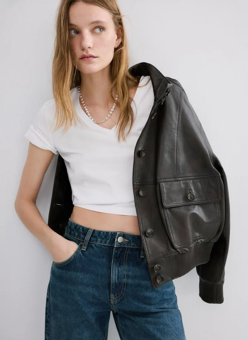 مانجو V-neck cotton T-shirt