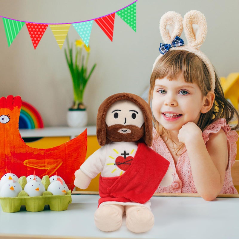 Yelakey 13" Jesus Plush Toy Heart of Jesus Plushie Savior Stuffed Doll for Church Sunday School Religious Easter Gift for Children Kids - Image 5