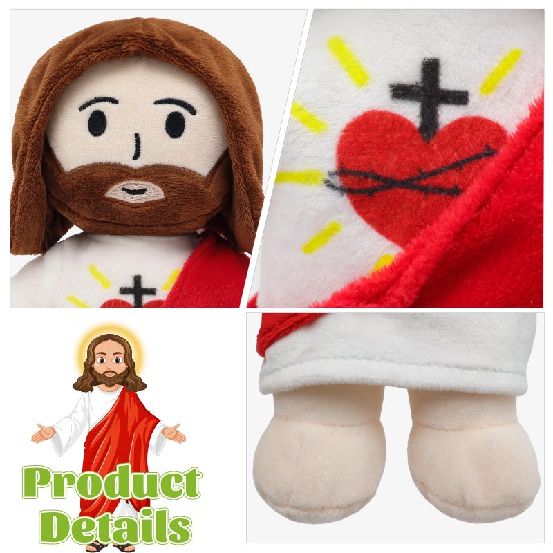Yelakey 13" Jesus Plush Toy Heart of Jesus Plushie Savior Stuffed Doll for Church Sunday School Religious Easter Gift for Children Kids - Image 4