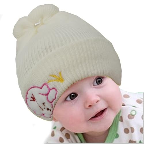 TRUE INDIAN Pack of 2 100% Woolen Cap for New Born Baby | Winter Warm Cap | Baby hat Cap for Winter | Woolen Cap for Baby (3-6 Months, Beige & Blue) - Image 2