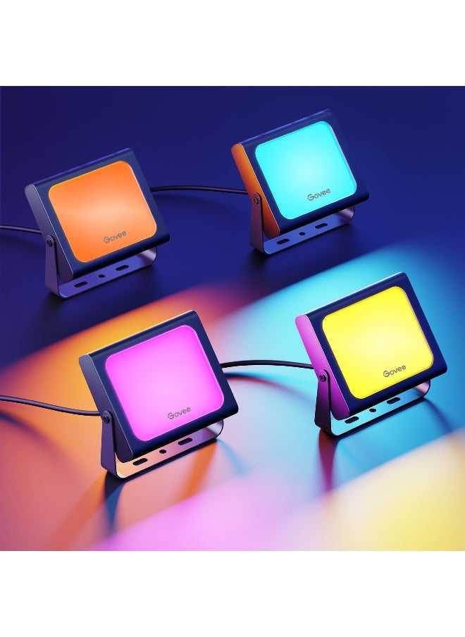 Govee - 4-Piece Smart App Control Waterproof RGBICWW LED Smart Flood Light Set Multicolour 5.04 x 8.66 x 10.83 Inch H7060 - Image 1