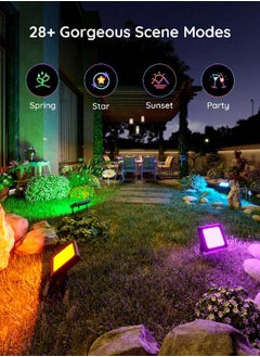 Govee 4-Piece Smart App Control Waterproof RGBICWW LED Smart Flood Light Set Multicolour 5.04 x 8.66 x 10.83 Inch H7060  - Image 4