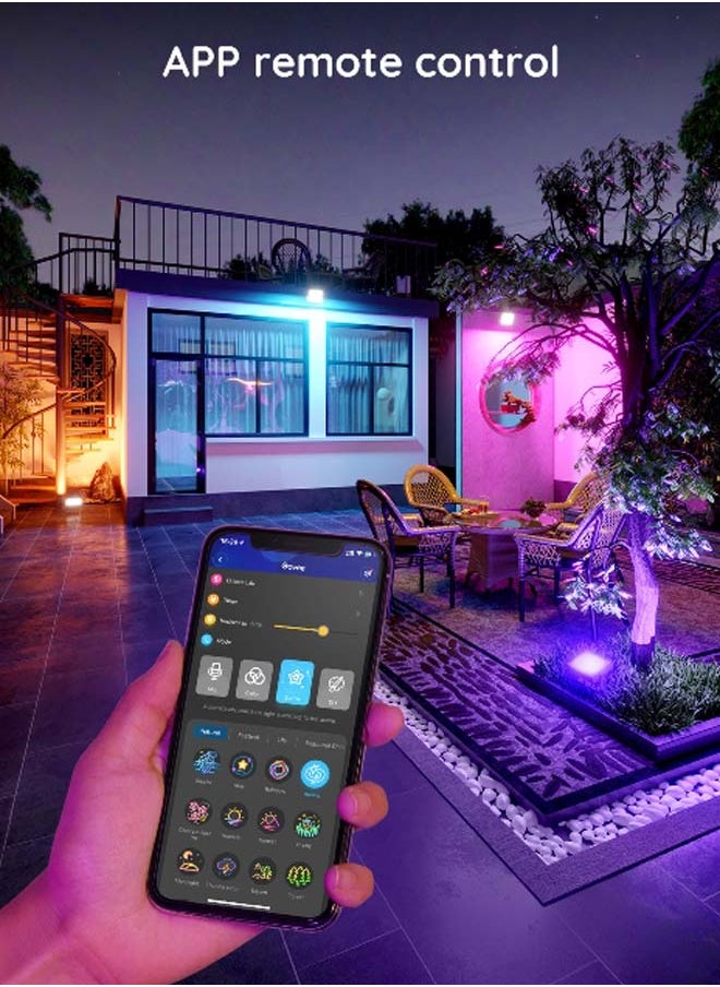 Govee - 4-Piece Smart App Control Waterproof RGBICWW LED Smart Flood Light Set Multicolour 5.04 x 8.66 x 10.83 Inch H7060 - Image 1