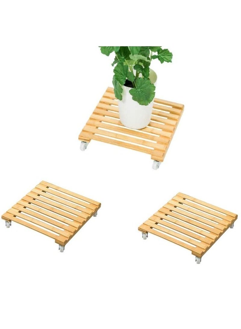 Rubik Plant Pot Caddy Wooden Plant Base Roller Stand Moving Tray Square for Indoor Outdoor (30x30cm, Pack of 2)  - Image 1