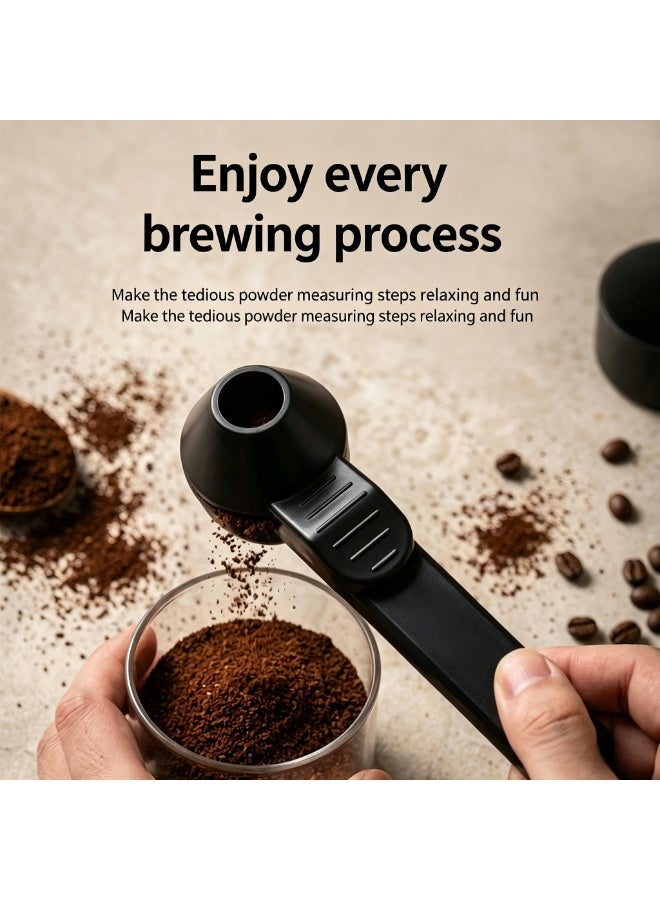 Black Sliding Airtight Coffee Scoop, Food-Grade Measuring Spoon for Coffee & Milk Powder - Image 2