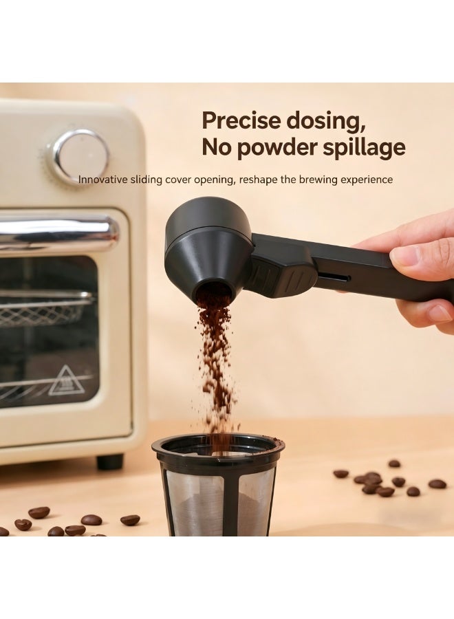 Black Sliding Airtight Coffee Scoop, Food-Grade Measuring Spoon for Coffee & Milk Powder - Image 4