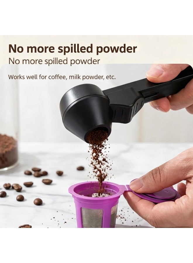 Black Sliding Airtight Coffee Scoop, Food-Grade Measuring Spoon for Coffee & Milk Powder - Image 3