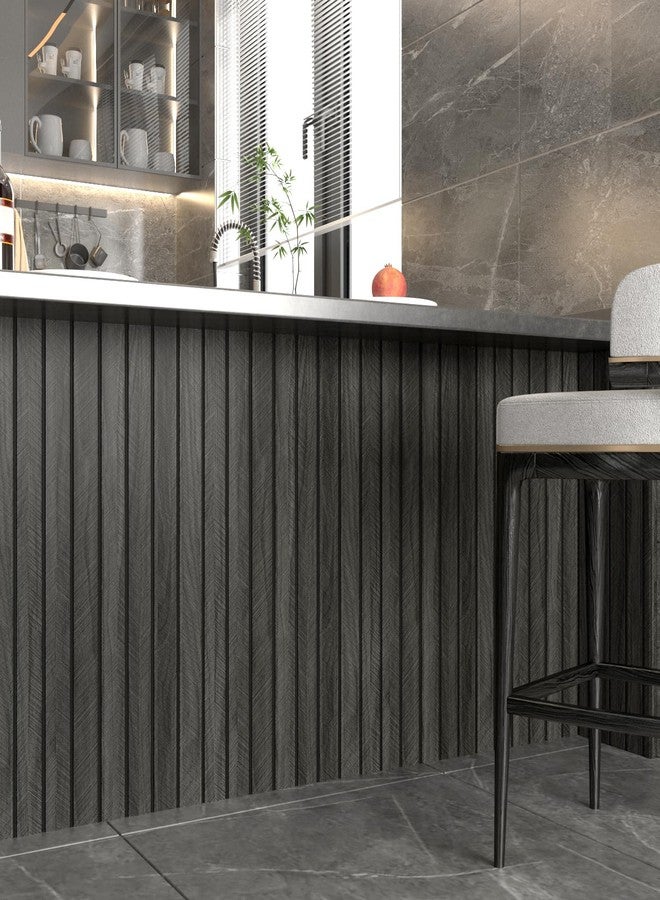 Wallercity ألواح خشبية ثلاثية الأبعاد من Wallercity باللونين الرمادي والأسود للجدران، ألواح خشبية لاصقة ذاتية اللصق لغرفة النوم والحمام، سميكة وقابلة للتقشير واللصق، لوحة خشبية مرنة لغرفة المعيشة وغرفة الأطفال والسقف 11.7 بوصة × 118 بوصة - Image 2