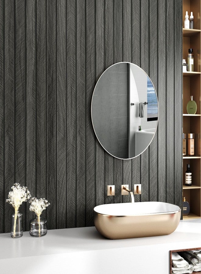 Wallercity ألواح خشبية ثلاثية الأبعاد من Wallercity باللونين الرمادي والأسود للجدران، ألواح خشبية لاصقة ذاتية اللصق لغرفة النوم والحمام، سميكة وقابلة للتقشير واللصق، لوحة خشبية مرنة لغرفة المعيشة وغرفة الأطفال والسقف 11.7 بوصة × 118 بوصة - Image 5