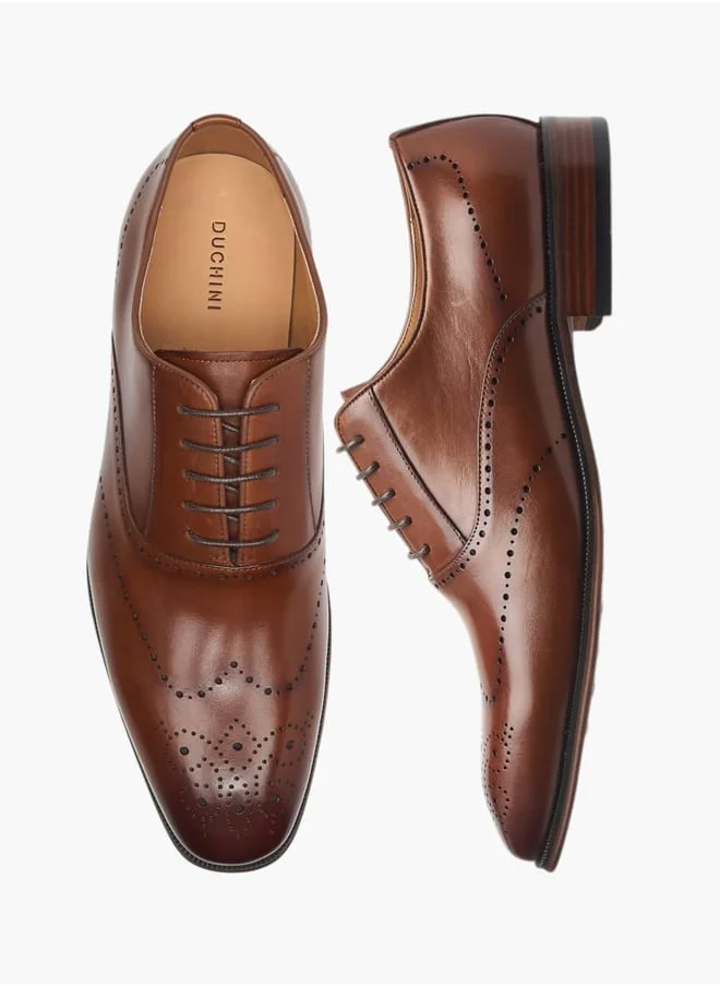 دوتشيني Men's Perforated Detail Lace-Up Oxford Shoes