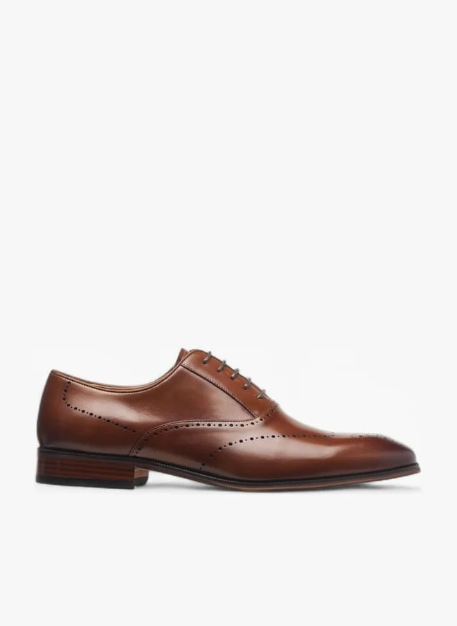 DUCHINI Men's Perforated Detail Lace-Up Oxford Shoes