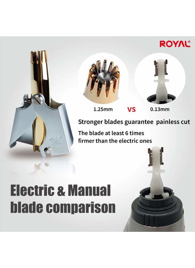 Royal [MADE IN KOREA] ROYAL Gold Nose hair trimmer for men, Golden Birdie, Allergy-free, Manual, Battery-free, Waterproof, Painless with Twelve Dual-Edged blades, Patented Mechanism ET-4PG  - Image 3