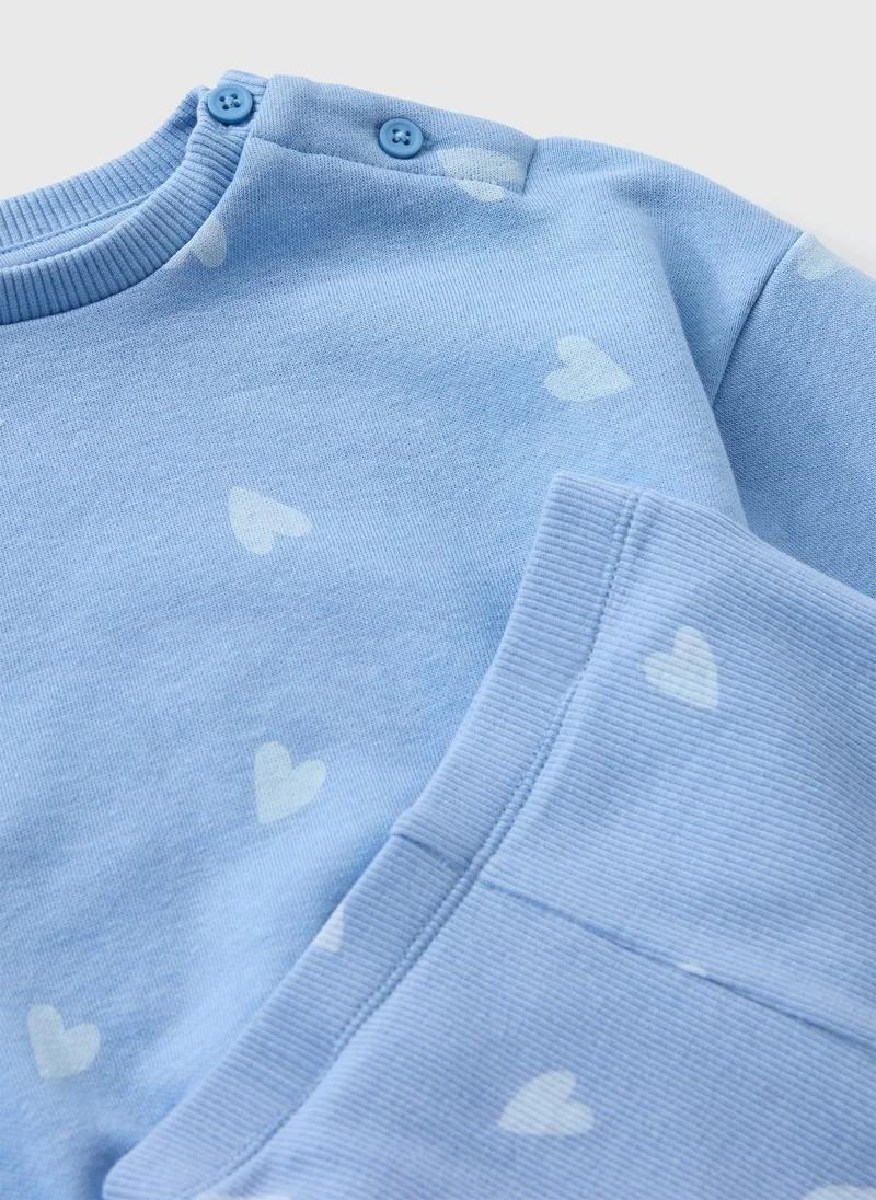 ماتلان Baby Blue Heart Top & Bottoms Set