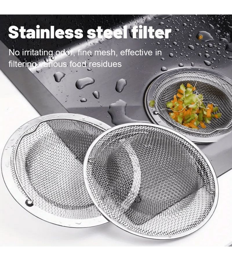Newly Upgraded Silver Stainless Steel Kitchen Drain Filter Screen Anti Clogging Sink Drip Tray Rust Proof Durable Mesh Universal Kitchen Floor Drain For Home Cleaning - Image 3