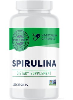 Vimergy Natural Spirulina Capsules – Super Greens Supplement – Nutrient Dense Blue-Green Algae Superfood Capsules - USA Grown, Non-GMO, Soy-Free, Gluten-Free, Kosher, Vegan & Paleo Friendly (180 ct)  - Image 1