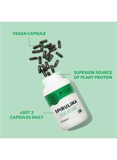 Vimergy Natural Spirulina Capsules – Super Greens Supplement – Nutrient Dense Blue-Green Algae Superfood Capsules - USA Grown, Non-GMO, Soy-Free, Gluten-Free, Kosher, Vegan & Paleo Friendly (180 ct)  - Image 3