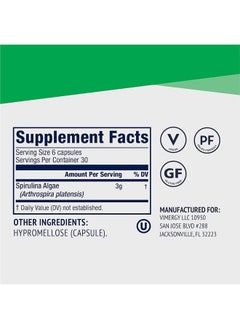 Vimergy Natural Spirulina Capsules – Super Greens Supplement – Nutrient Dense Blue-Green Algae Superfood Capsules - USA Grown, Non-GMO, Soy-Free, Gluten-Free, Kosher, Vegan & Paleo Friendly (180 ct)  - Image 4