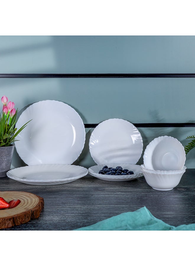 Royalford Classic Opalware Dinner Set-12 pieces, Beautiful Elegant Design, Dishwasher Safe/Freezer Safe | Ideal for Family Meals and Casual Gatherings, Indoor Outdoor Use White - Image 5
