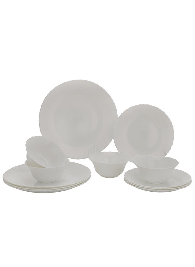Royalford Classic Opalware Dinner Set-12 pieces, Beautiful Elegant Design, Dishwasher Safe/Freezer Safe | Ideal for Family Meals and Casual Gatherings, Indoor Outdoor Use White - Image 1