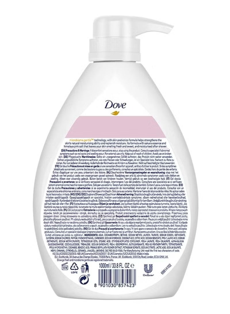 دوف غو فريش غسول جسم ساكورا بلوسوم مع ساكورا والملح الوردي – 1000 مل | رائحة زهرية منعشة | جل استحمام للتنظيف والترطيب العميق - Image 4