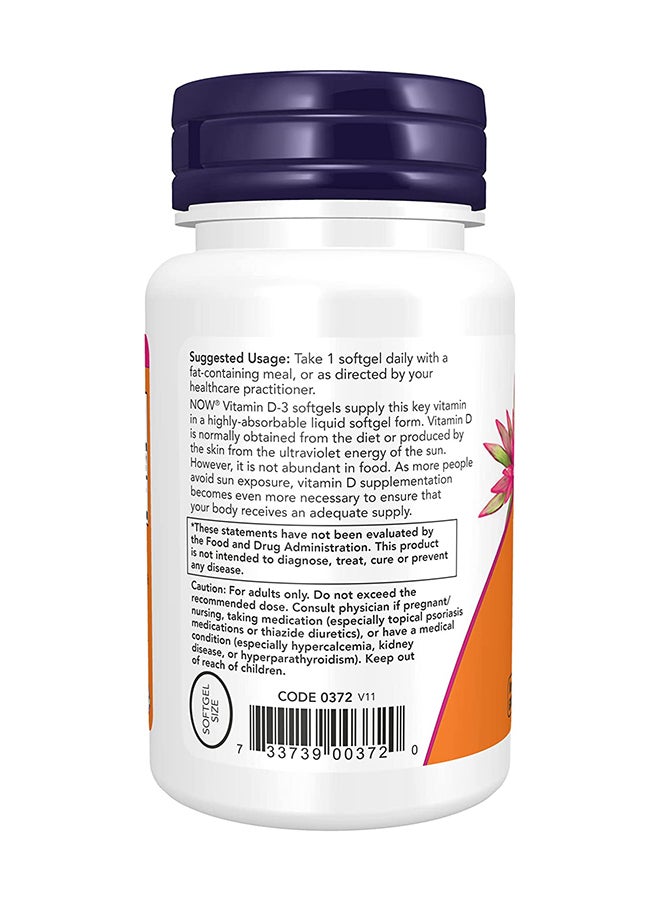 Now Foods Vitamin D-3 5000 IU - 120 Softgels - Image 3