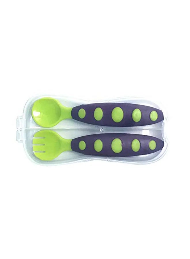True Plastic Fork and spoon with cover- Blue & green - Image 2