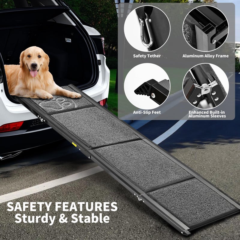 Zendova Dog Ramp for Large Dogs, Extra Long 71" & 17.3" Wide Folding Dog Ramp for High SUV & Truck, Portable Non-Slip Pet Ramp for Car, Supports 250 lbs - Image 3