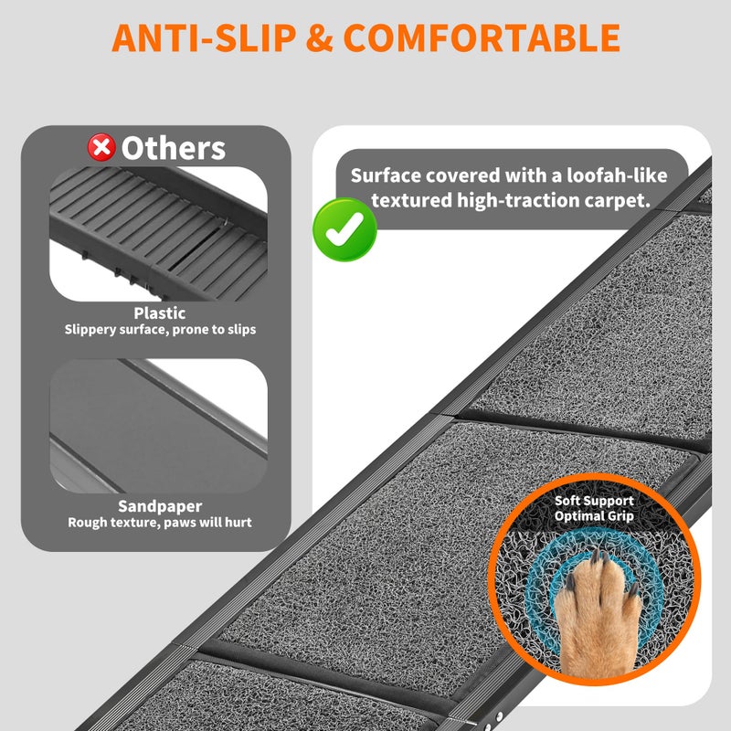 Zendova Dog Ramp for Large Dogs, Extra Long 71" & 17.3" Wide Folding Dog Ramp for High SUV & Truck, Portable Non-Slip Pet Ramp for Car, Supports 250 lbs - Image 2