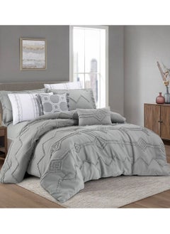 Hours comforter set made of soft silky fabric with a modern distinctive and prominent pattern that satisfies all tastes 8 pieces king size