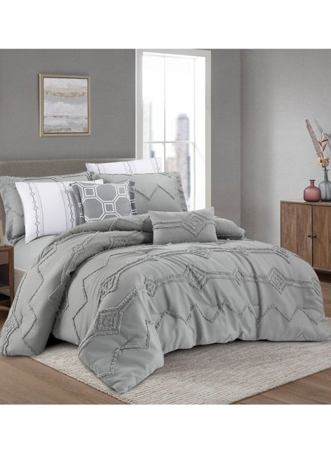 Hours comforter set made of soft silky fabric with a modern distinctive and prominent pattern that satisfies all tastes 8 pieces king size