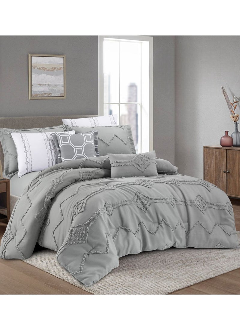 Hours - Hours comforter set made of soft silky fabric with a modern distinctive and prominent pattern that satisfies all tastes 8 pieces king size - Image 1