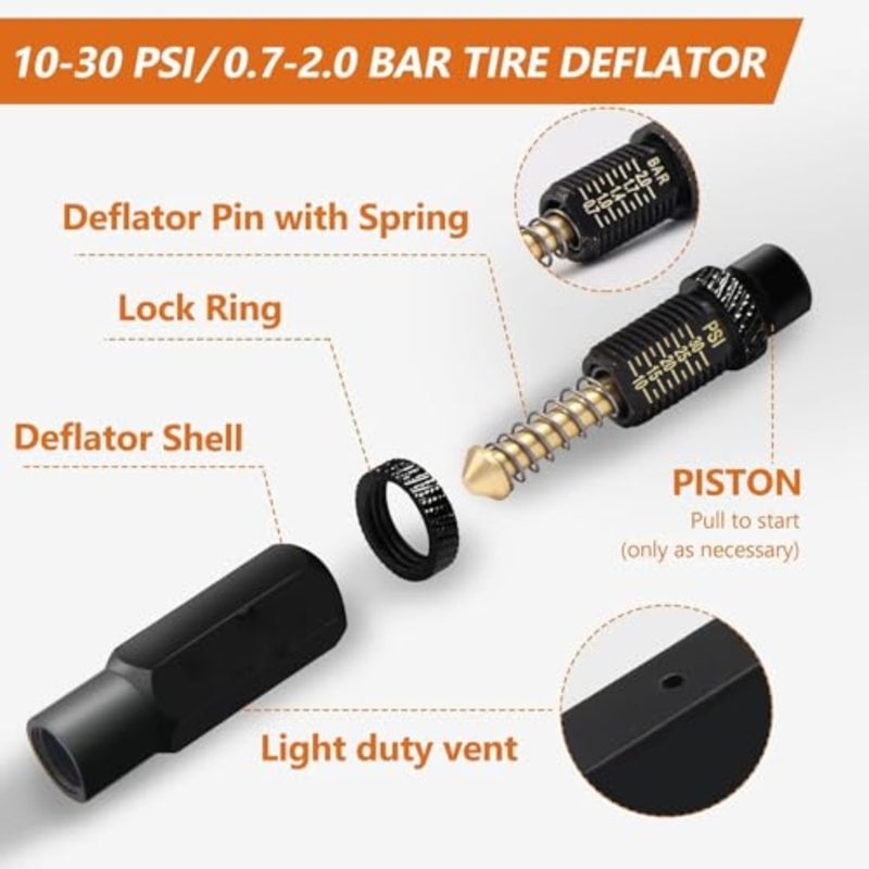 4 Pcs Automatic Tire Deflator, 10-30 PSI/0.7-2 BAR Adjustable Tire Deflator Kit, Air Down Tire Deflators Offroad Accessories for Jeep, Car, Truck, Motorcycle, and ATV Tires - Image 2
