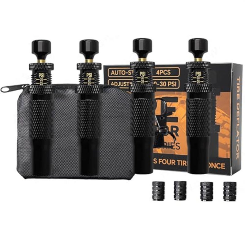 4 Pcs Automatic Tire Deflator, 10-30 PSI/0.7-2 BAR Adjustable Tire Deflator Kit, Air Down Tire Deflators Offroad Accessories for Jeep, Car, Truck, Motorcycle, and ATV Tires - Image 1